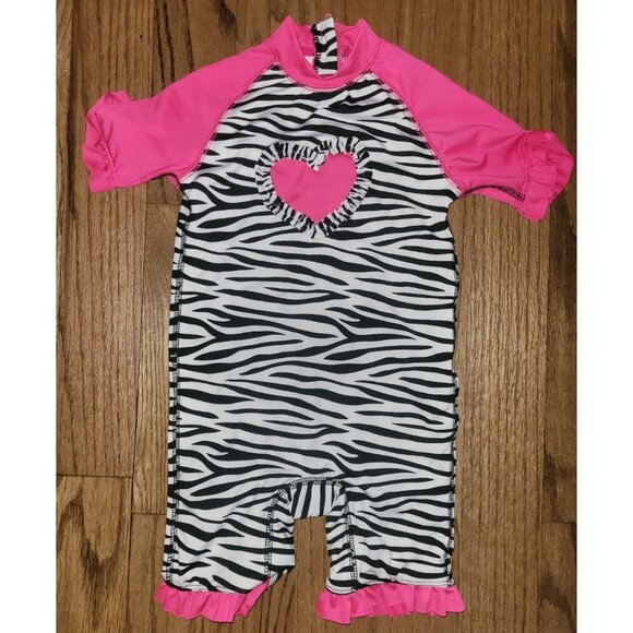 WIPPETTE Baby Girls Rashguard 50 UV Protection Zippered One-Piece Size 18M - Picture 1 of 3